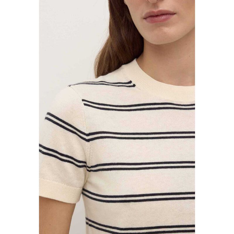 Assembly Label Allison Stripe Cotton Cashmere Tee True Navy/Cream image number 2